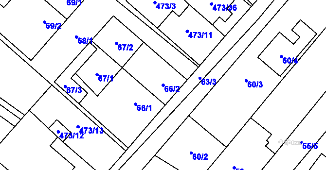 Parcela st. 66/2 v KÚ Padochov, Katastrální mapa
