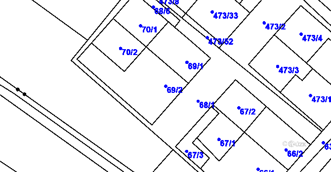 Parcela st. 69/2 v KÚ Padochov, Katastrální mapa