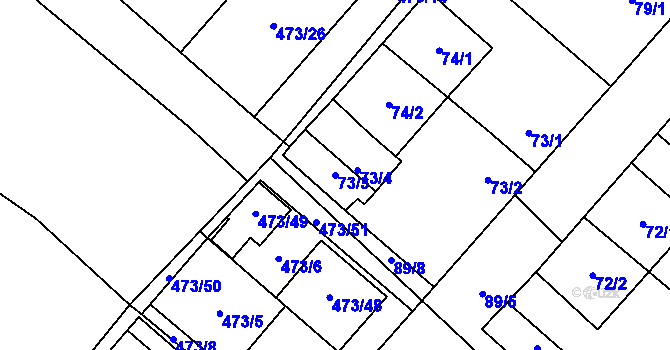 Parcela st. 73/3 v KÚ Padochov, Katastrální mapa