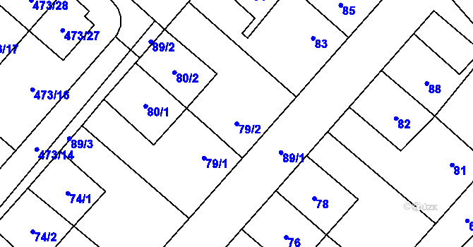 Parcela st. 79/2 v KÚ Padochov, Katastrální mapa