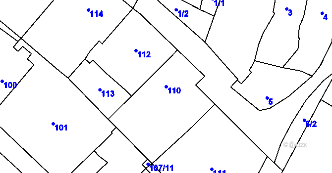 Parcela st. 110 v KÚ Padochov, Katastrální mapa
