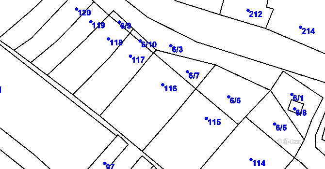 Parcela st. 116 v KÚ Padochov, Katastrální mapa