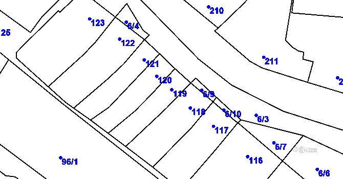Parcela st. 119 v KÚ Padochov, Katastrální mapa
