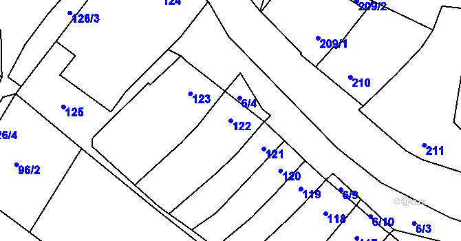 Parcela st. 122 v KÚ Padochov, Katastrální mapa
