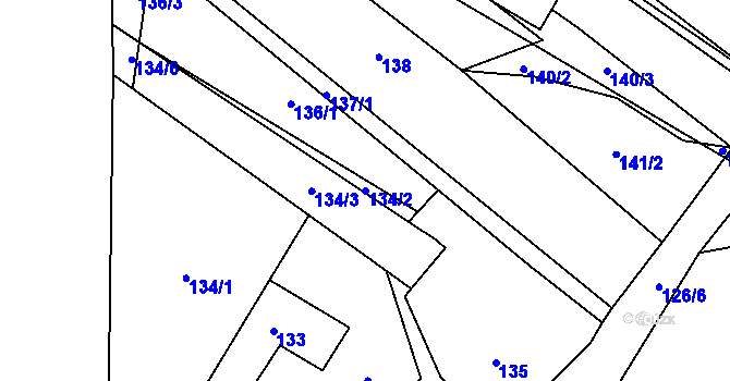 Parcela st. 134/2 v KÚ Padochov, Katastrální mapa