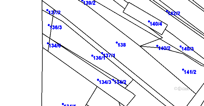 Parcela st. 137/1 v KÚ Padochov, Katastrální mapa