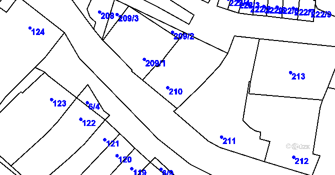 Parcela st. 210 v KÚ Padochov, Katastrální mapa