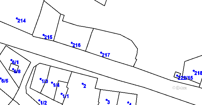 Parcela st. 217 v KÚ Padochov, Katastrální mapa