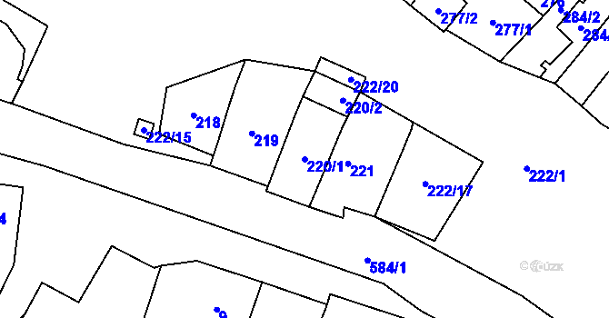 Parcela st. 220/1 v KÚ Padochov, Katastrální mapa