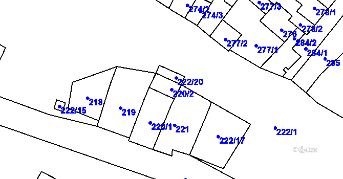 Parcela st. 220/2 v KÚ Padochov, Katastrální mapa