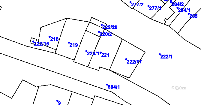 Parcela st. 221 v KÚ Padochov, Katastrální mapa