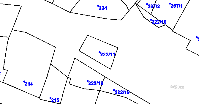Parcela st. 222/11 v KÚ Padochov, Katastrální mapa