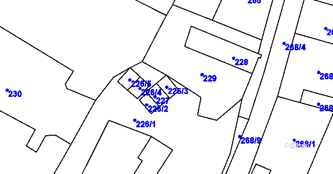 Parcela st. 226/3 v KÚ Padochov, Katastrální mapa