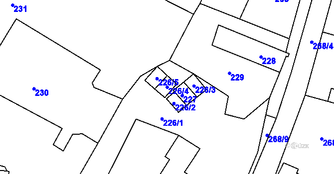 Parcela st. 226/4 v KÚ Padochov, Katastrální mapa