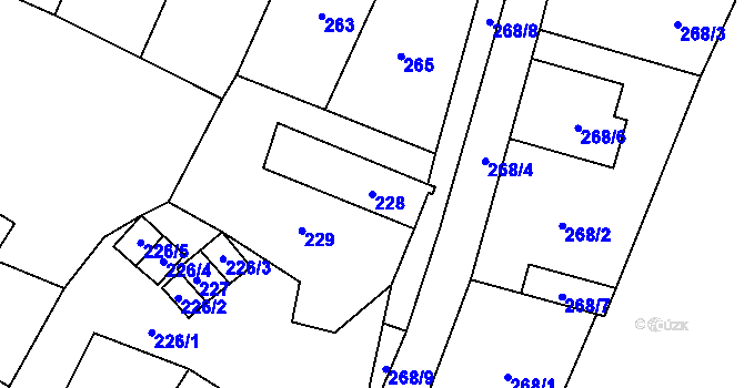 Parcela st. 228 v KÚ Padochov, Katastrální mapa