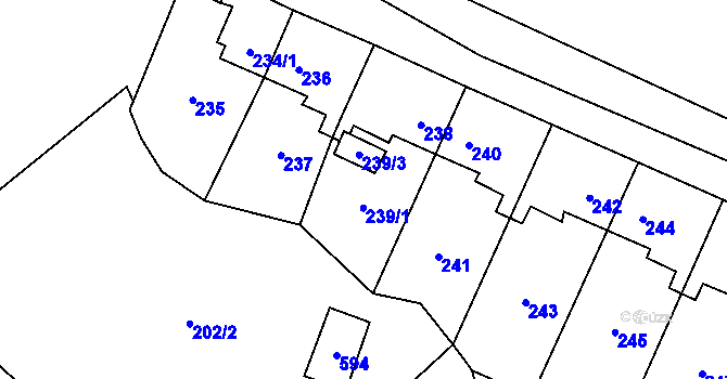 Parcela st. 239 v KÚ Padochov, Katastrální mapa