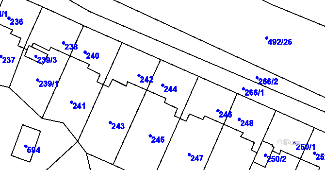 Parcela st. 244 v KÚ Padochov, Katastrální mapa