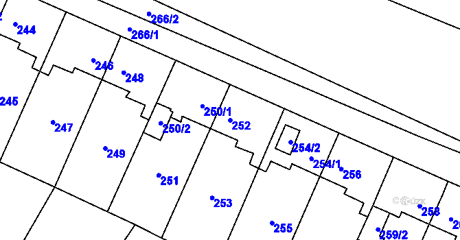Parcela st. 252 v KÚ Padochov, Katastrální mapa