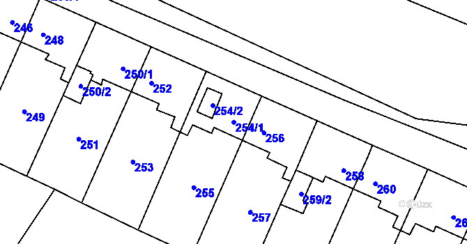 Parcela st. 254/1 v KÚ Padochov, Katastrální mapa