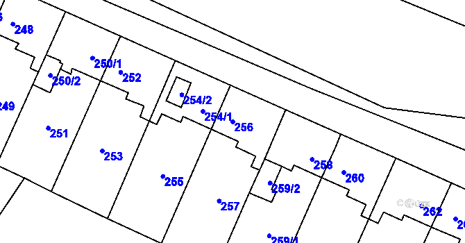 Parcela st. 256 v KÚ Padochov, Katastrální mapa