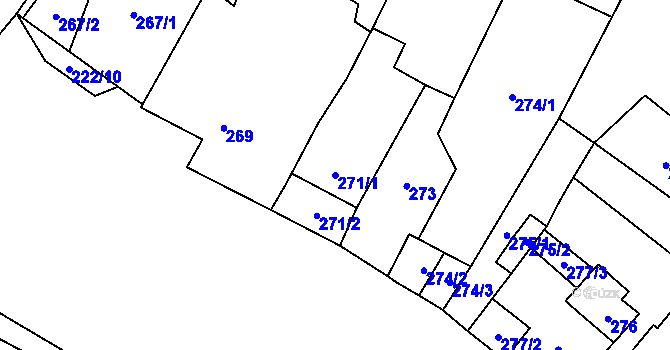Parcela st. 271/1 v KÚ Padochov, Katastrální mapa
