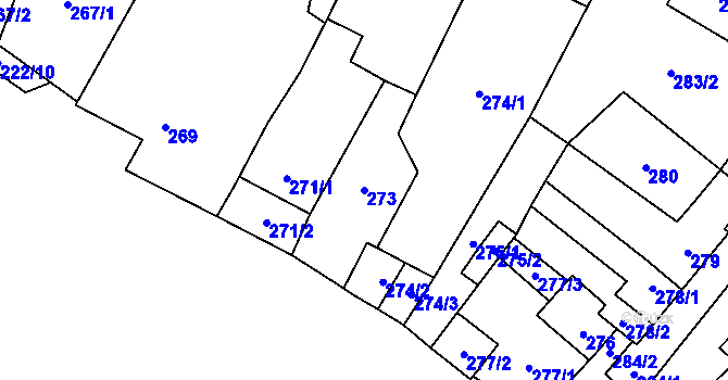 Parcela st. 273 v KÚ Padochov, Katastrální mapa