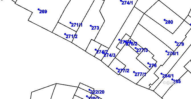Parcela st. 274/2 v KÚ Padochov, Katastrální mapa