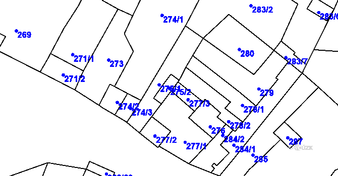 Parcela st. 275/2 v KÚ Padochov, Katastrální mapa