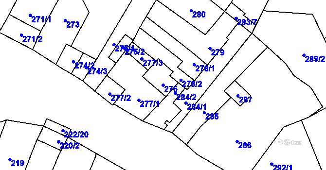 Parcela st. 276 v KÚ Padochov, Katastrální mapa