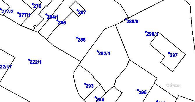 Parcela st. 292/1 v KÚ Padochov, Katastrální mapa