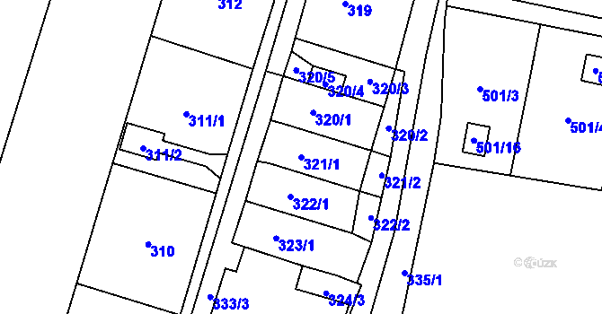Parcela st. 321/1 v KÚ Padochov, Katastrální mapa