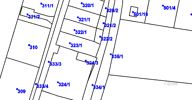 Parcela st. 323/2 v KÚ Padochov, Katastrální mapa