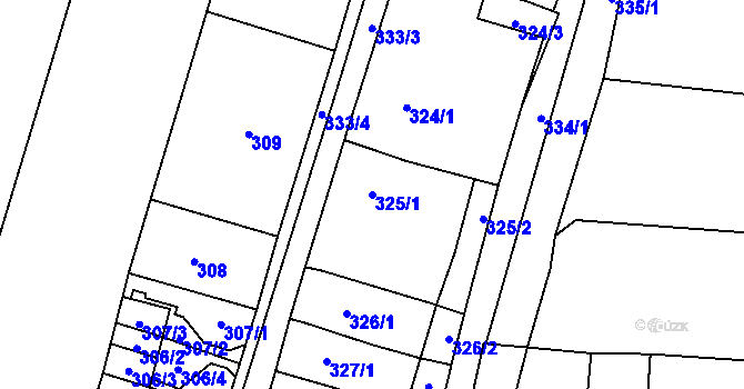 Parcela st. 325/1 v KÚ Padochov, Katastrální mapa