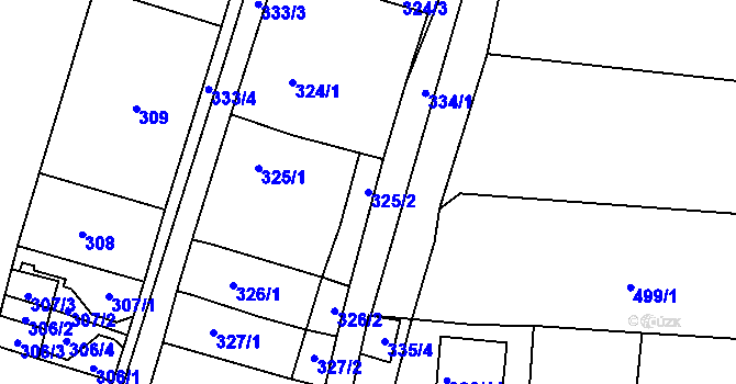 Parcela st. 325/2 v KÚ Padochov, Katastrální mapa