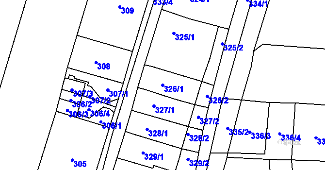 Parcela st. 326/1 v KÚ Padochov, Katastrální mapa