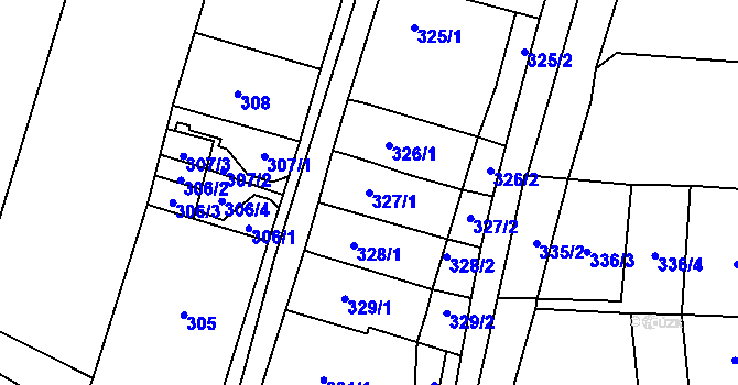 Parcela st. 327/1 v KÚ Padochov, Katastrální mapa