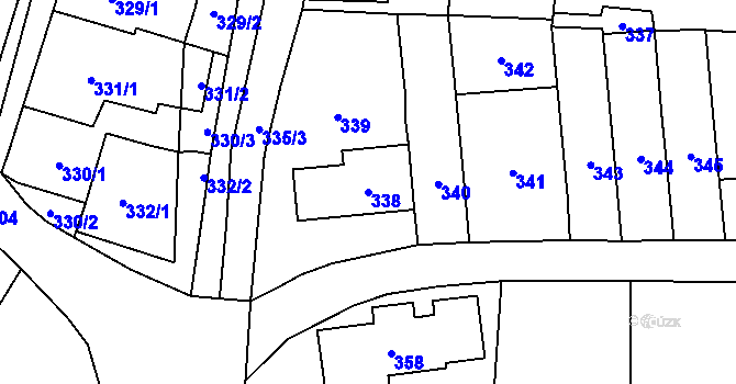 Parcela st. 338 v KÚ Padochov, Katastrální mapa