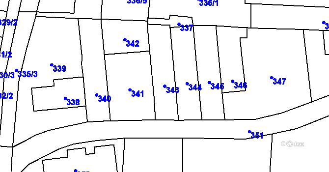 Parcela st. 343 v KÚ Padochov, Katastrální mapa