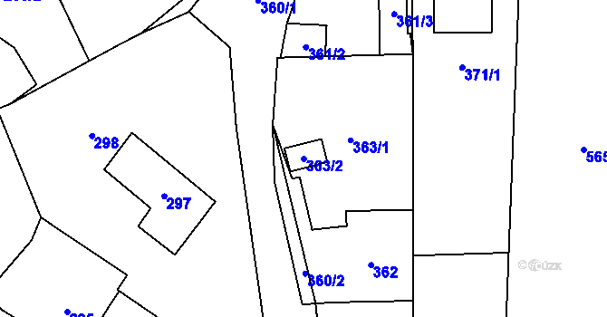 Parcela st. 363/2 v KÚ Padochov, Katastrální mapa