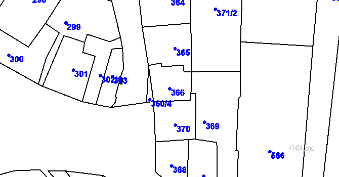 Parcela st. 366 v KÚ Padochov, Katastrální mapa
