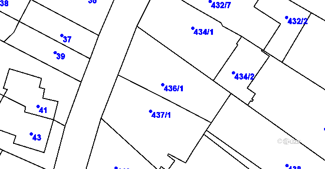 Parcela st. 436/1 v KÚ Padochov, Katastrální mapa