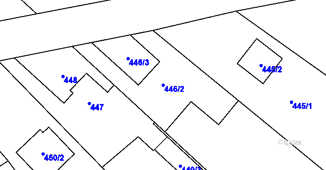 Parcela st. 446/2 v KÚ Padochov, Katastrální mapa