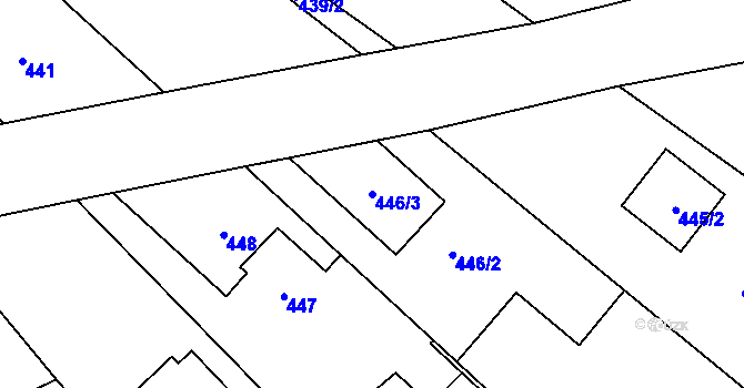 Parcela st. 446/3 v KÚ Padochov, Katastrální mapa