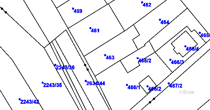 Parcela st. 463 v KÚ Padochov, Katastrální mapa