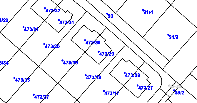 Parcela st. 473/29 v KÚ Padochov, Katastrální mapa