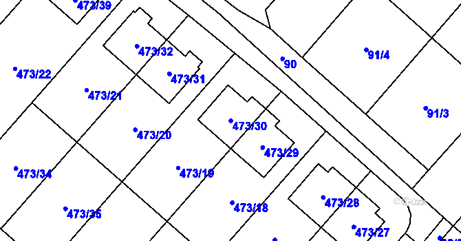 Parcela st. 473/30 v KÚ Padochov, Katastrální mapa