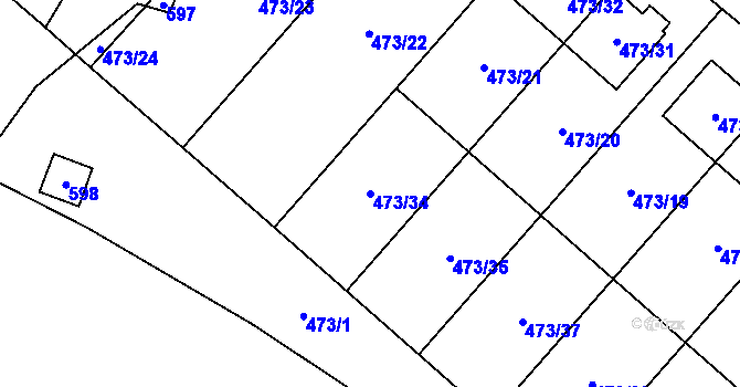 Parcela st. 473/34 v KÚ Padochov, Katastrální mapa