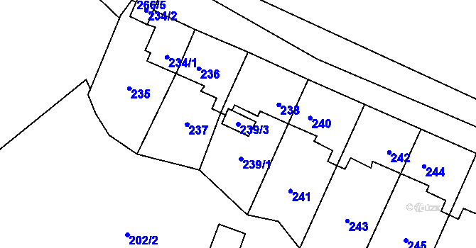 Parcela st. 239/3 v KÚ Padochov, Katastrální mapa