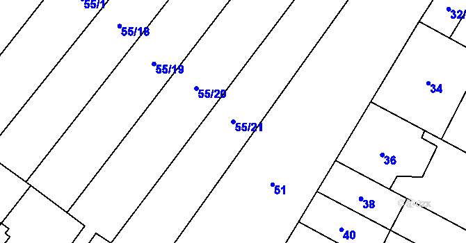 Parcela st. 55/21 v KÚ Padochov, Katastrální mapa