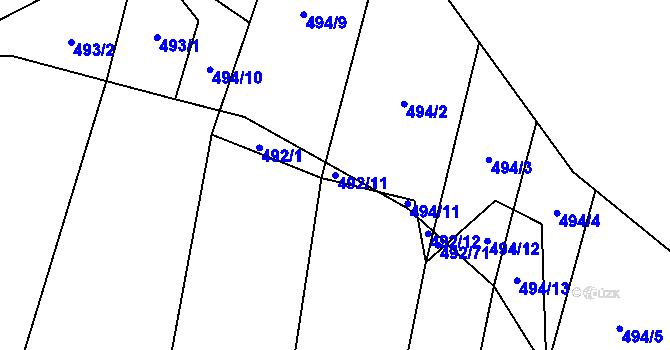 Parcela st. 492/11 v KÚ Padochov, Katastrální mapa